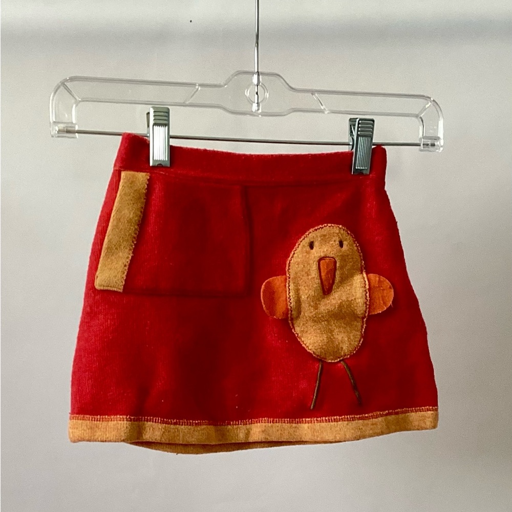 Children’s Red Skirt with Bird Size 3y
